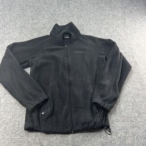 Columbia‎ Jacket Womens Large Black Fleece Full Zip Pockets Outdoor Hiking Zs XS